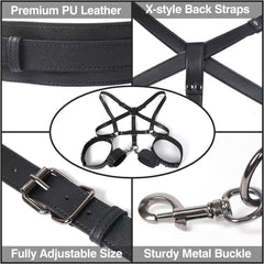 Vibrating Anal Hook BDSM Sex Bondage Sex Toys for Couple Adjustable Behind Back Handcuffs Bondage Restraints Set, Bed SM Adult Sex Game Play