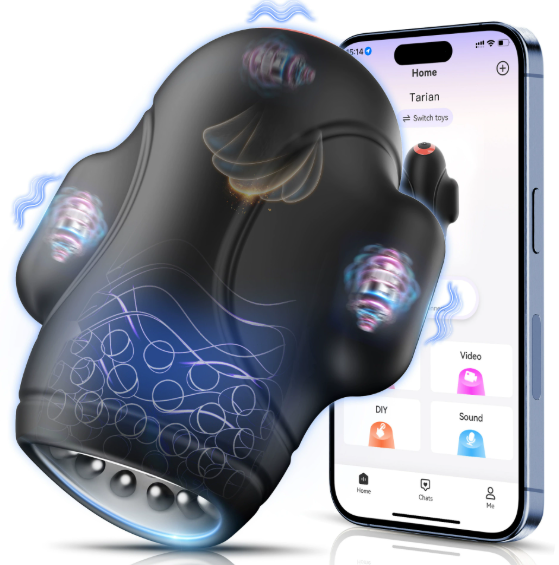 App-controlled electric aircraft cup masturbator — automatic stroker with phone app control interface (black)