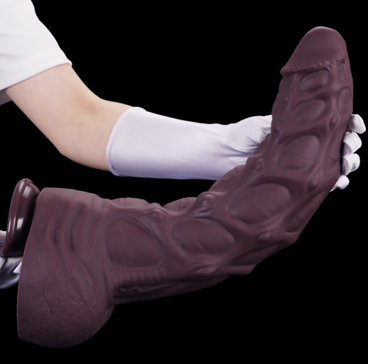 Extra-thick silicone dildo with smooth base for stability and comfort