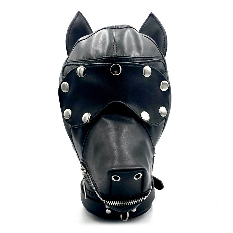 SM doghead-shaped detachable leather restraint head cover