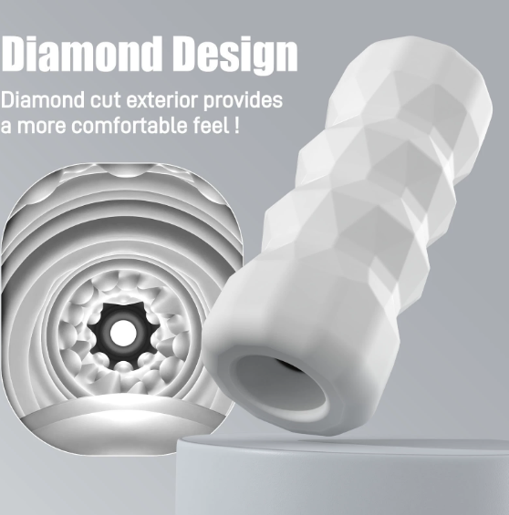 Diamond design exterior airplane cup masturbator — diamond-cut texture for more comfortable feel (feature poster)