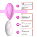 Wearable vibrator shown from top angle with ergonomic curve