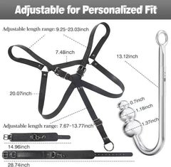 Vibrating Anal Hook BDSM Sex Bondage Sex Toys for Couple Adjustable Behind Back Handcuffs Bondage Restraints Set, Bed SM Adult Sex Game Play