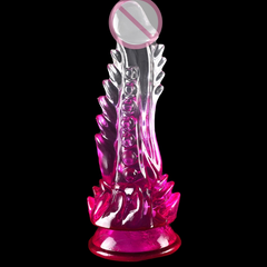Transparent gradient color soft spiny  suction cup shaped dildo