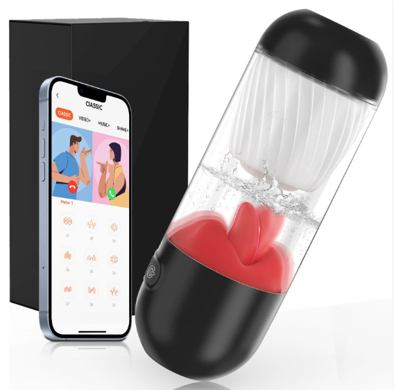 Multi-frequency tongue licking rotating Masturbator