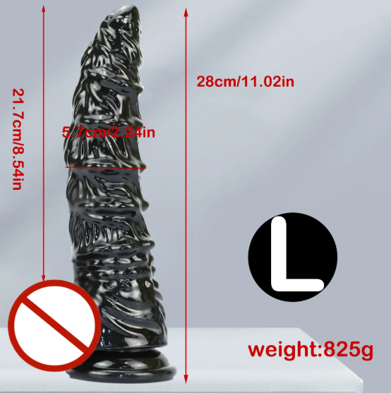 Super long thick threaded anal plug displayed in full view