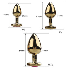 Anal Plug Female Sex toy 3 Sizes Mini Heart Hip Stimulator Smaller Gold-plated Metal Anal Plug Adult Sex Toy