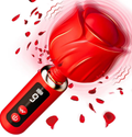 Rotary rose vibrator (red) — rose-shaped wand massager with rotating head and digital display (hero image)