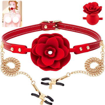 SM silicone solid rose mouth balls and Nipple clamps