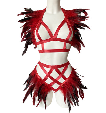 Feather Temptation Strap Restraint Foreign Trade Hit Black Women's Adult Novelty Set