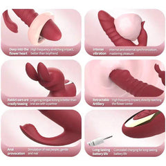Thrusting Vibrator G Spot Clitoral Stimulator 3 in 1 Adult Rabbit Vibrator Dildo - Seductiva