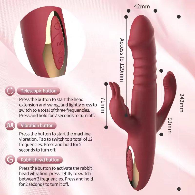 Thrusting Vibrator G Spot Clitoral Stimulator 3 in 1 Adult Rabbit Vibrator Dildo - Seductiva