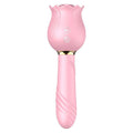 Rose massager stick with sucking and vibrating functions in pink silicone