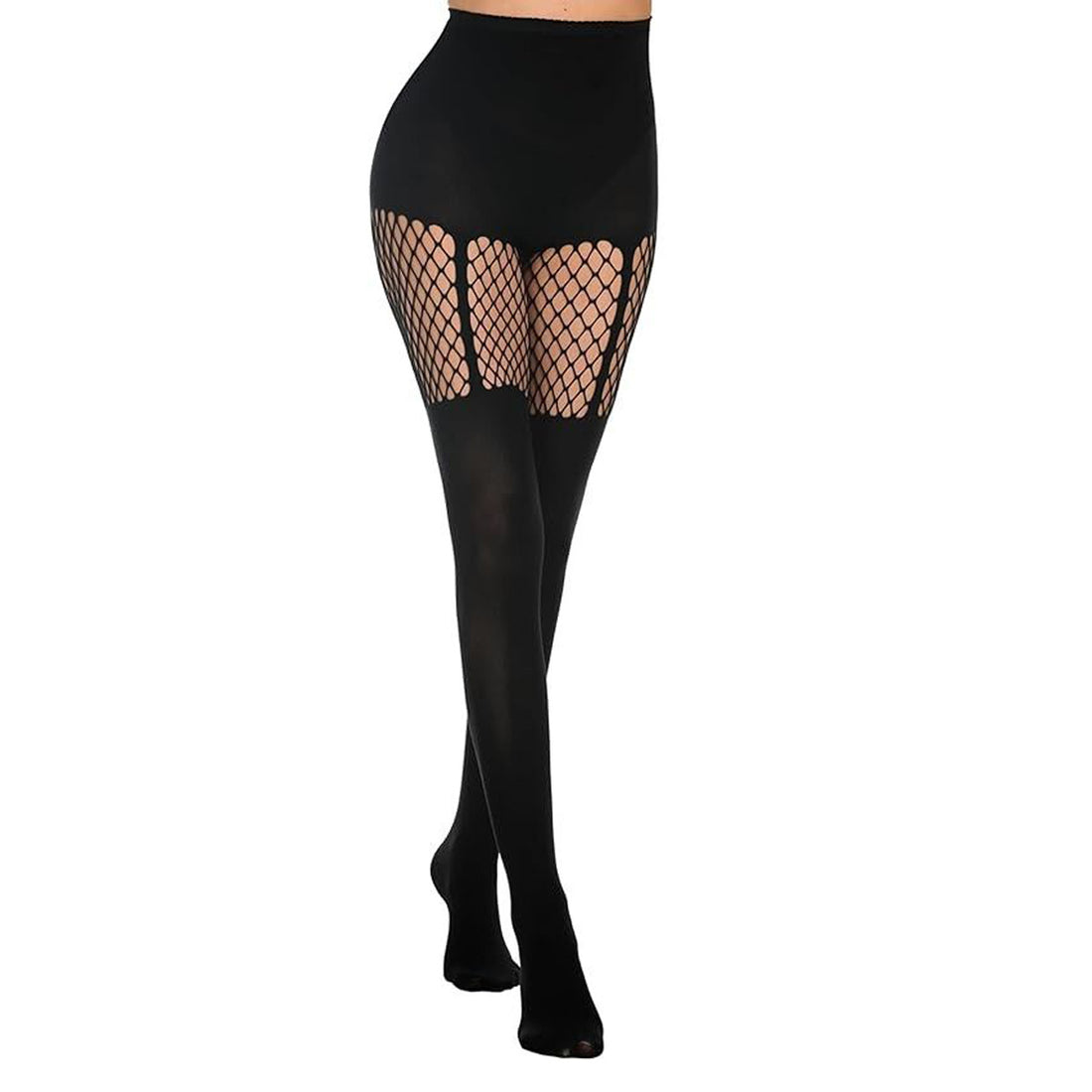 Women Mixed Mesh Cutout Tights, 3 Styles Patchwork Fishnet Pantyhose