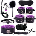 Soft restraint cuffs displayed from side angle with adjustable buckles