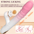 Angled view of thrusting and licking dual-stimulation vibrator