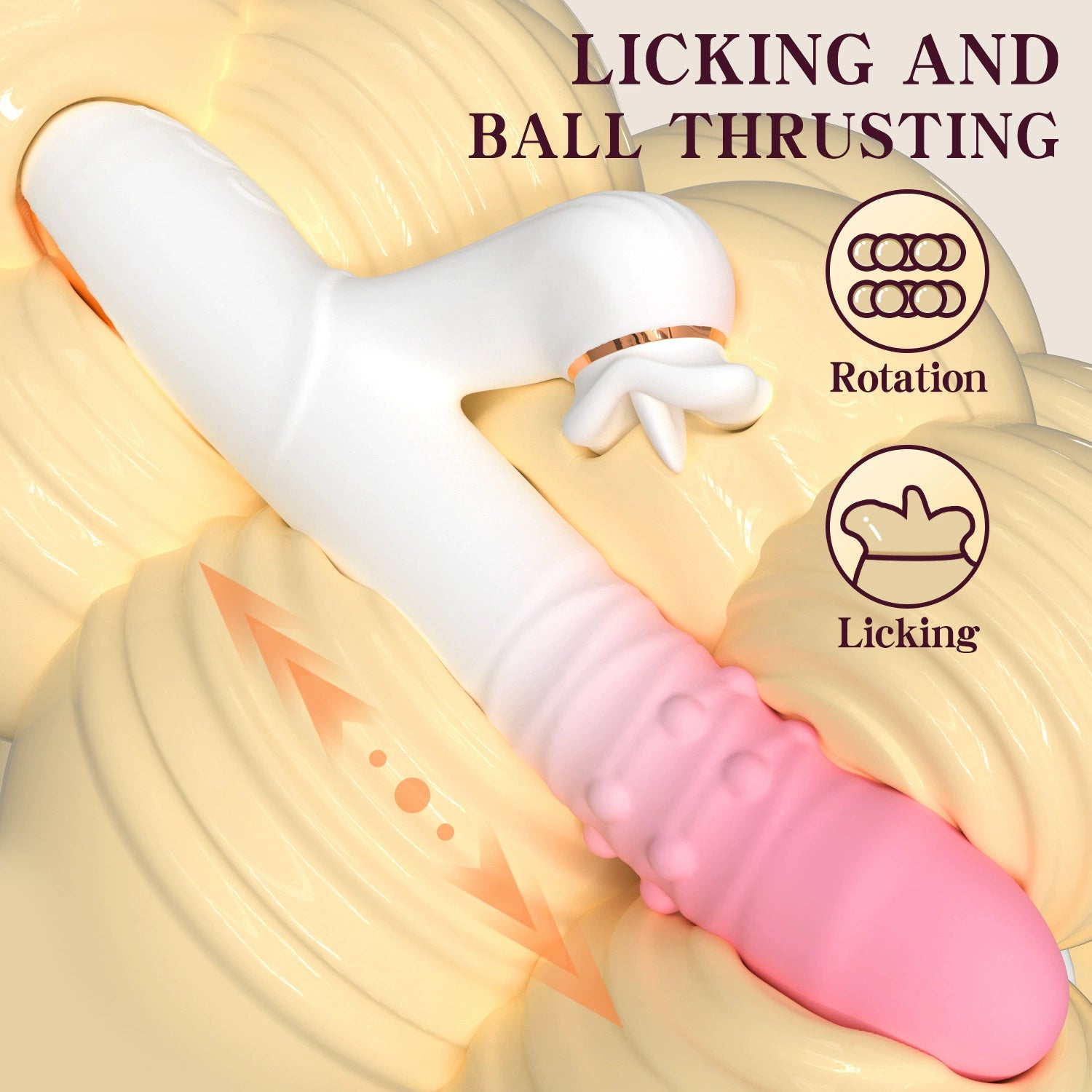 Rotating beaded vibrator displayed with full silhouette