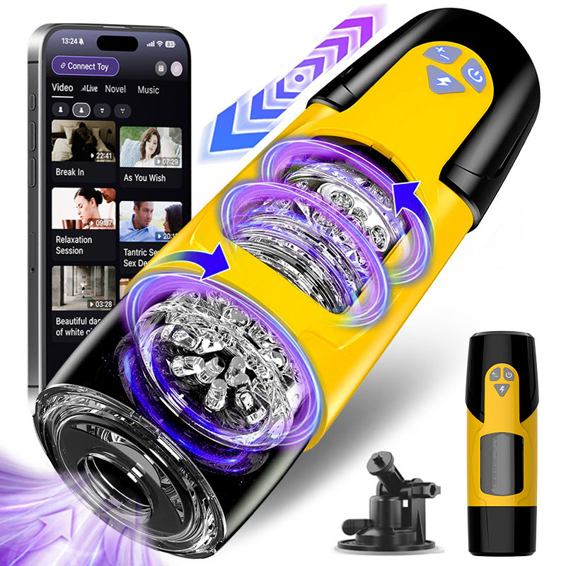 HANNIBAL Dark Knight 5 in 1 APP thrusting and rotating male masturbator in black design