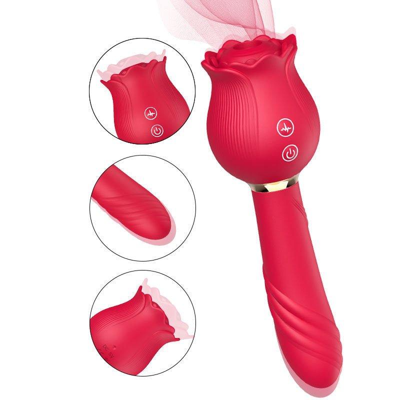 Rechargeable rose vibrator shown with charging interface