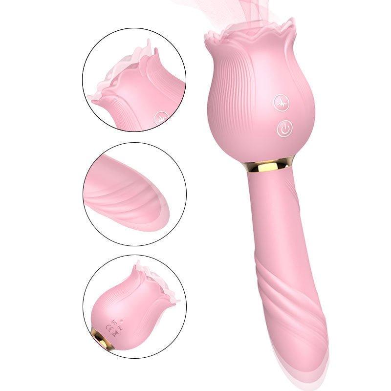 Elegant rose vibrator with curved handle and control buttons
