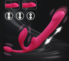Built-in type, clitoris and anus three-in-one wireless remote-controlled telescopic vibrator