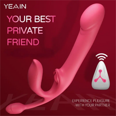 Built-in type, clitoris and anus three-in-one wireless remote-controlled telescopic vibrator