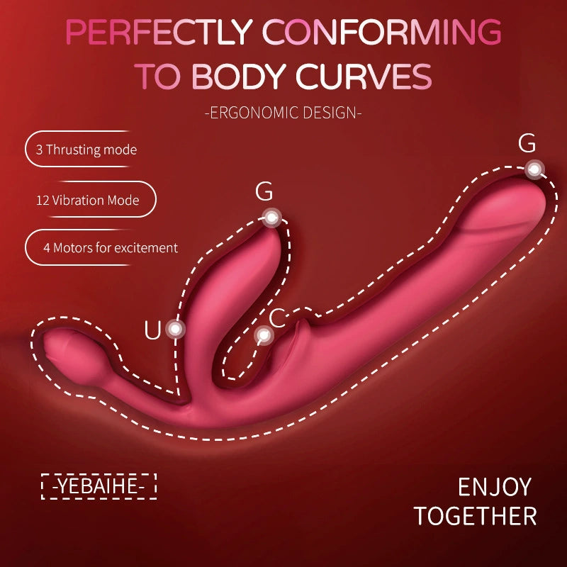 Telescopic vibrator shown flat showing flexible shaft and contours