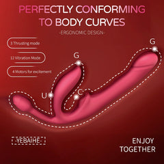 Built-in type, clitoris and anus three-in-one wireless remote-controlled telescopic vibrator