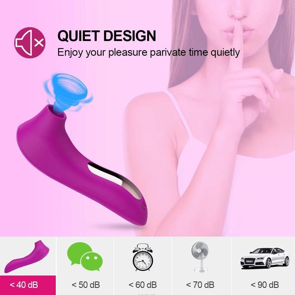Suction vibrator for clitoral stimulation with curved silicone body