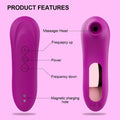 Rechargeable clitoral sucking vibrator displayed with control button