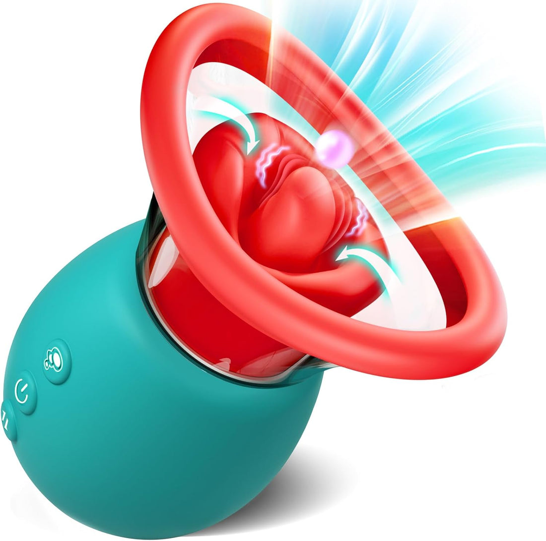 Rose 4 in 1 suction vibrator with tongue-licking and suction design