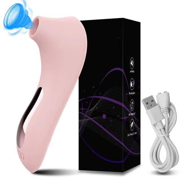 Clitoral sucking vibrator for women in pink silicone with soft suction head