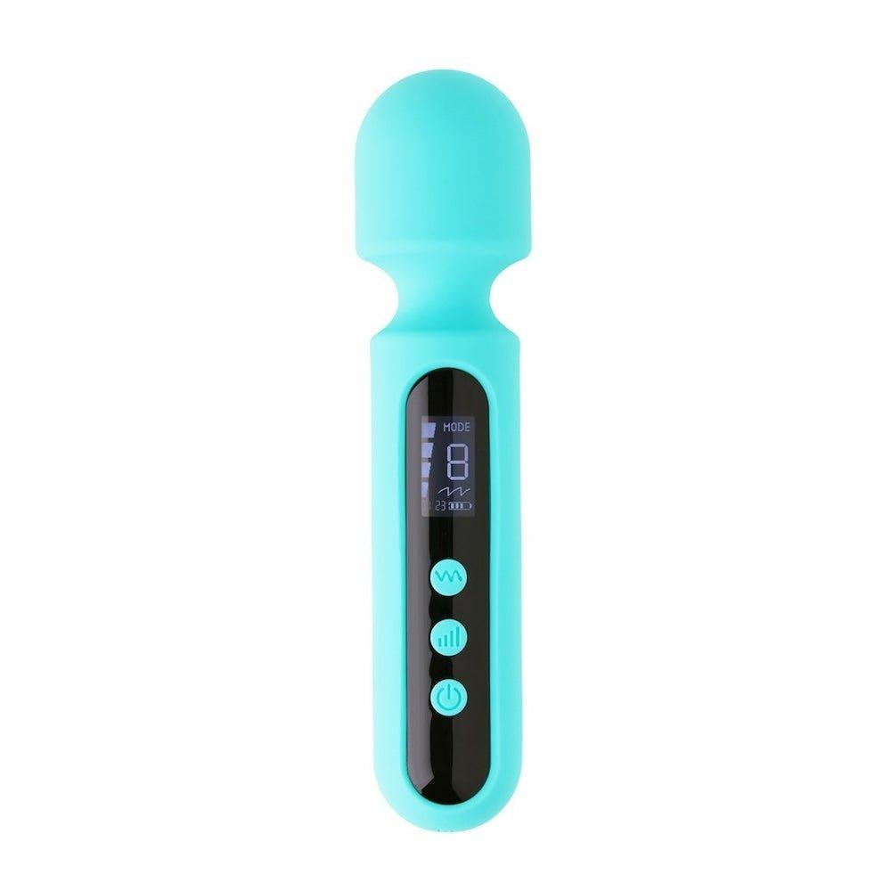 Teal Ema Mini Digital Wand shown upright with soft rounded tip