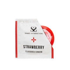 Share Satisfaction Strawberry Flavoured Condoms 100 pack - Seductiva