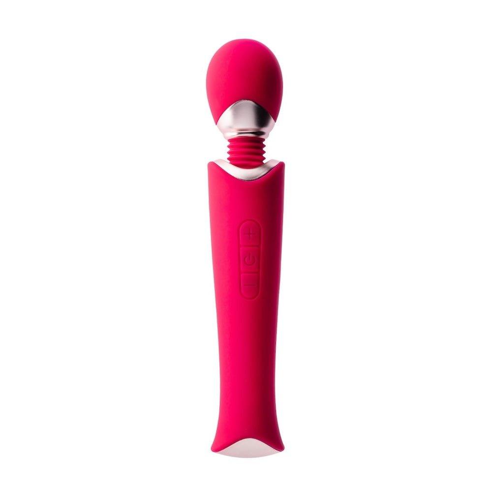 Pink Zarina wand vibrator shown highlighting smooth contoured handle