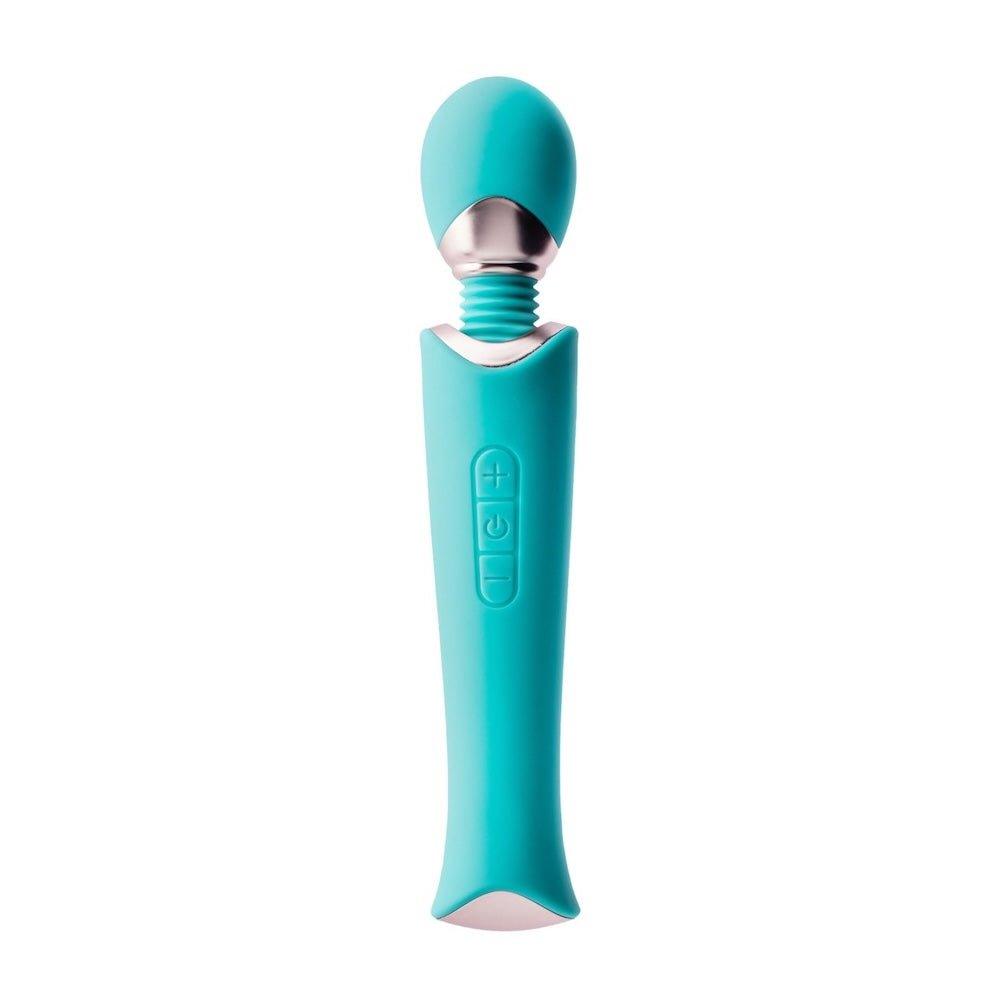 Teal Zarina wand vibrator shown upright with full product silhouette
