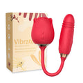 Women Rose 2-in-1 Vibrator Toy packaging box in pink with product branding and icons.