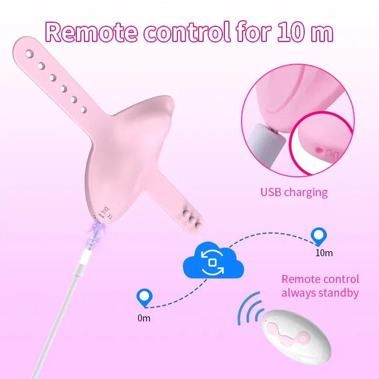 Wireless vibrator toy displayed with complete product silhouette
