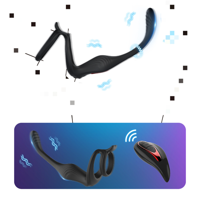 Prostate vibration sperm-lock ring displayed in full view