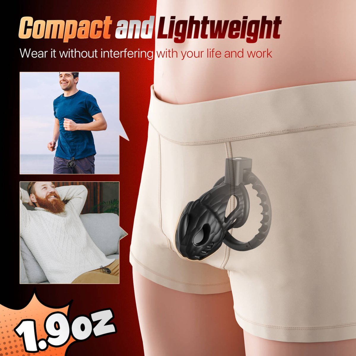 SM chastity device displayed with complete product layout