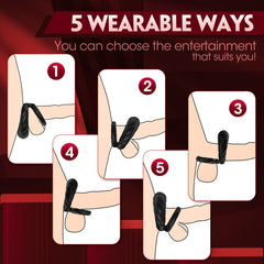 Adult Double Penis Ring Vibrator Cock Ring with 10 Vibration Modes - Seductiva