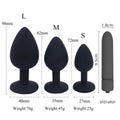 Silicone anal plugs shown flat with varying shapes and sizes