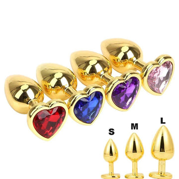 Anal Plug Female Sex toy 3 Sizes Mini Heart Hip Stimulator Smaller Gold-plated Metal Anal Plug Adult Sex Toy - Seductiva