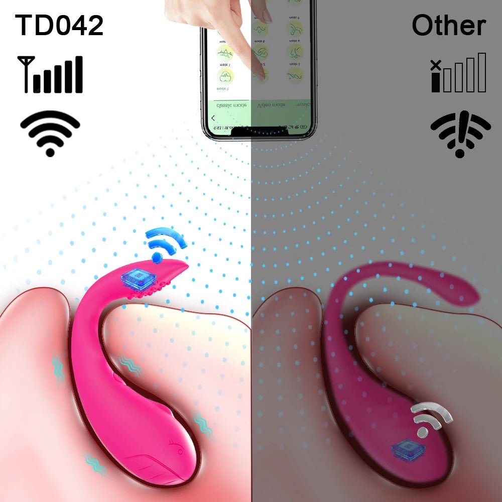 Wireless vibrator egg shown flat with charging port visible