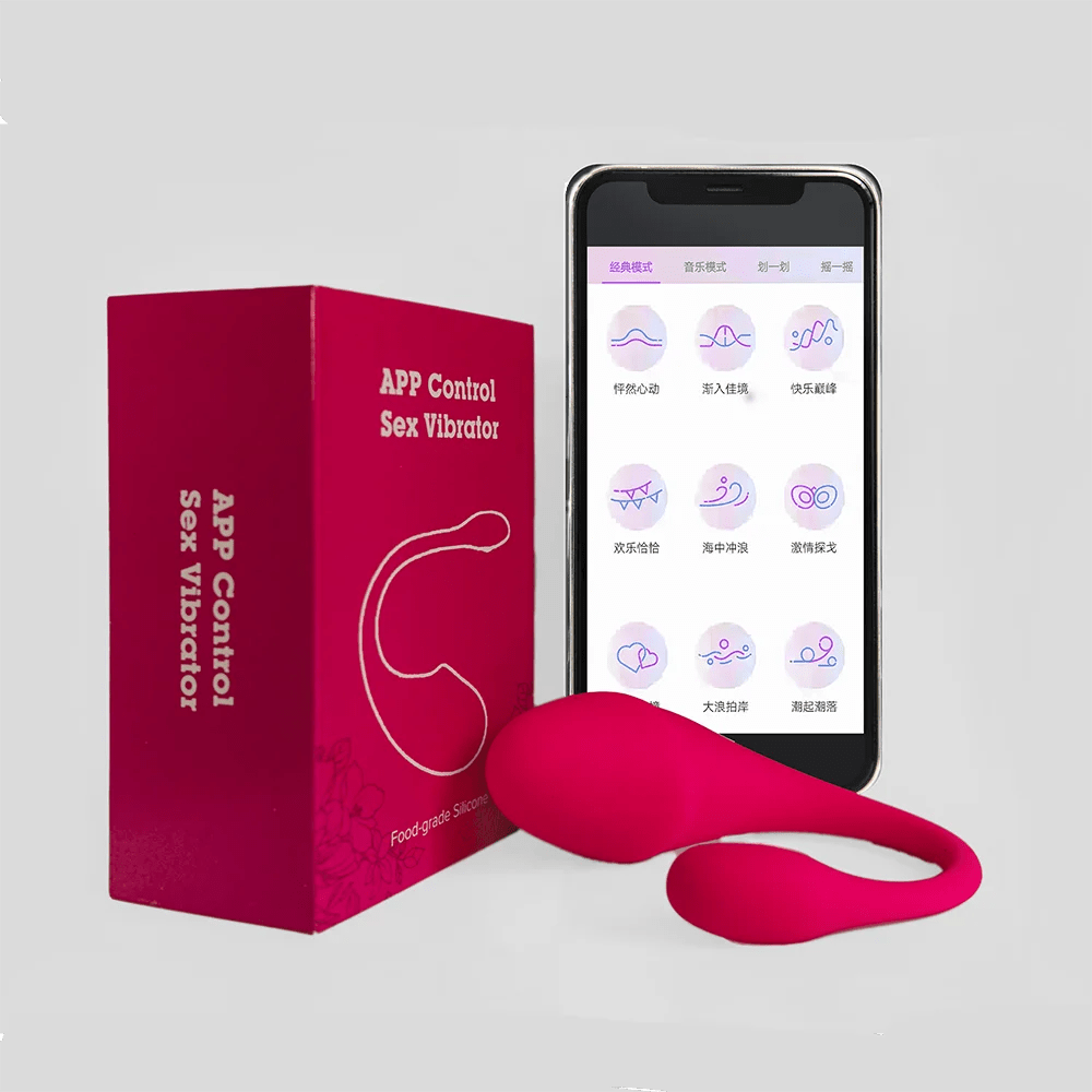 Side profile of Bluetooth G-spot vibrator showing internal and external stimulators