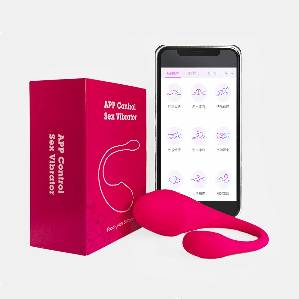 APP remote control female vibrator showing curved G-spot design