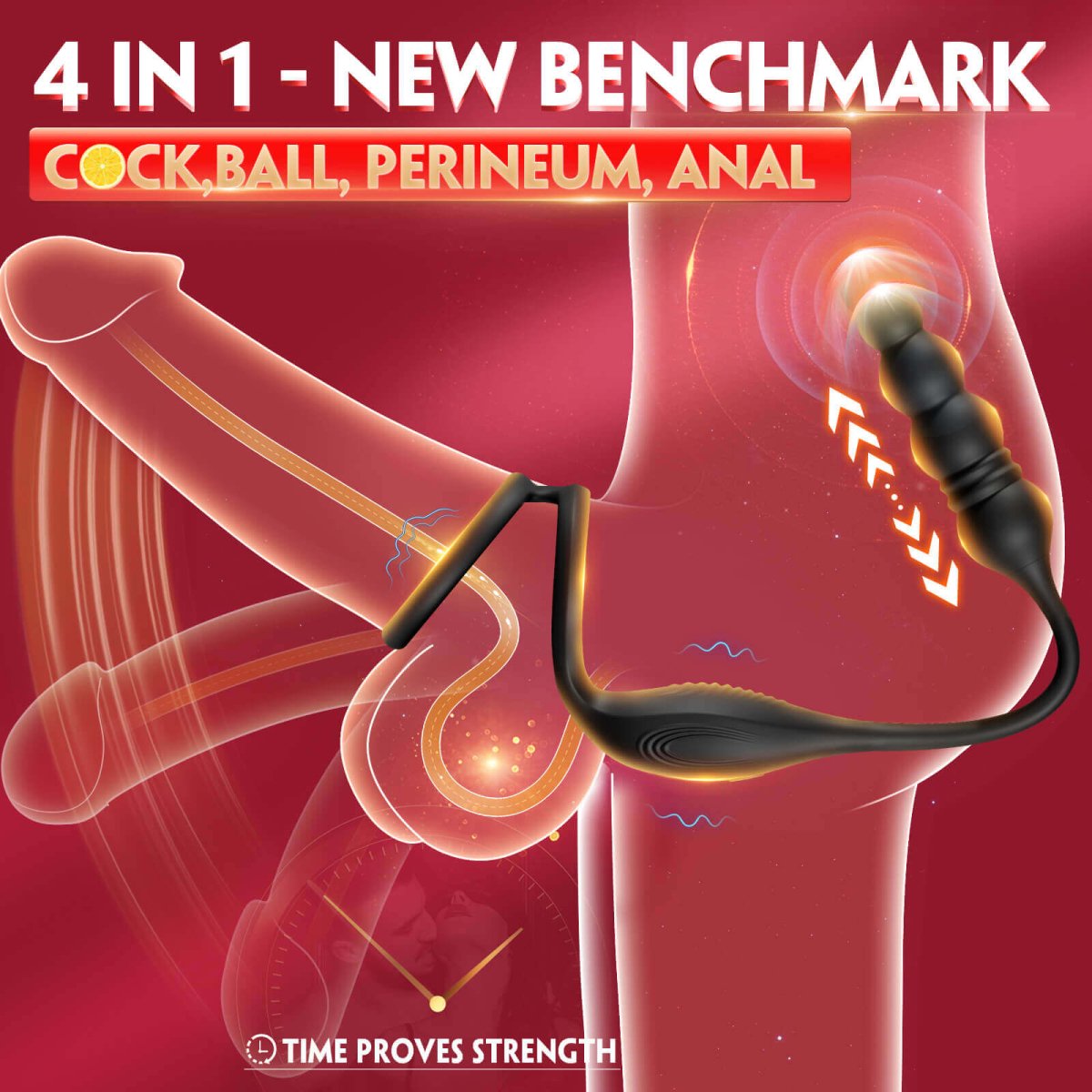 ARCHIE4 anal toy with vibrating plug and flexible silicone cock ring