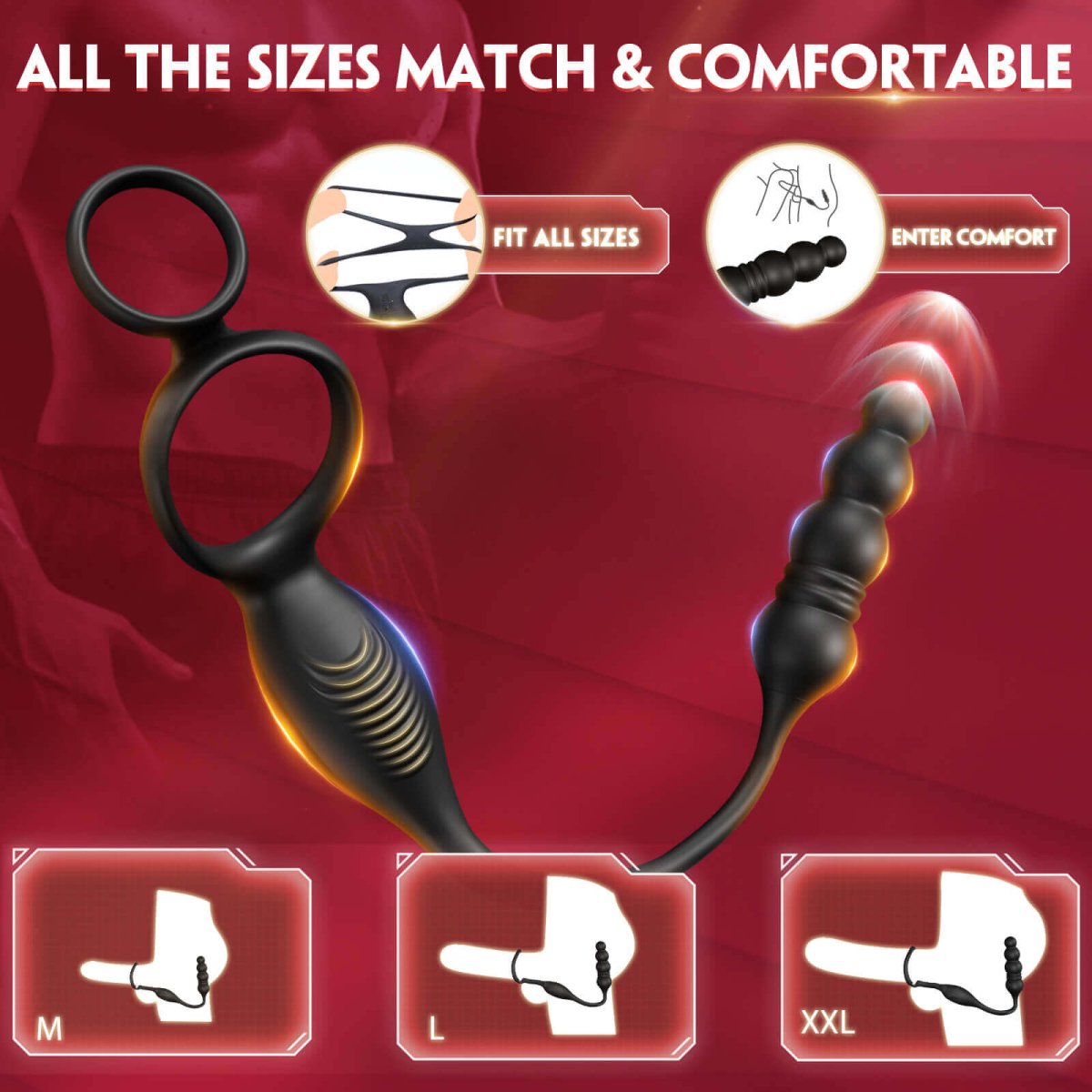 Packaging of ARCHIE4 vibrating and thrusting anal plug with cock ring
