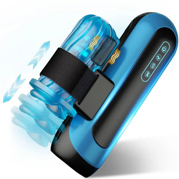 Automatic male masturbator penis pump in black and transparent design