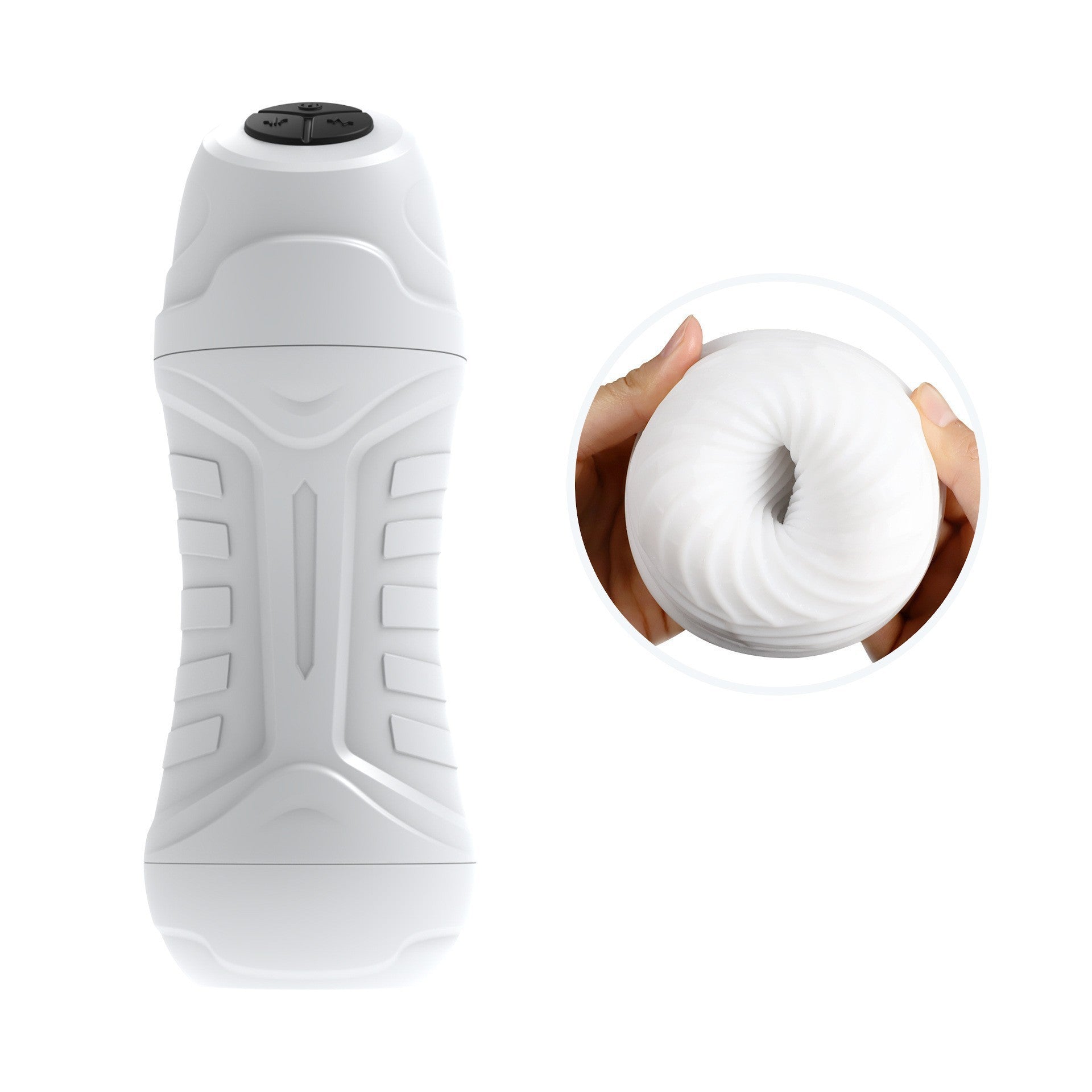 Automatic electric stroker displayed flat highlighting full product details